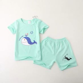 Boys Short Sleeve Toddler Summer Baby Shark Outfits 2Pcs Set Children Kids Cotton T-shirt Tops + Shorts Summer Casual Clothes Set [S139]
