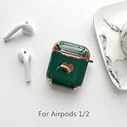 Fashion Luxury Plating love case for AirPods Pro cute Bluetooth Headset protective cover for Air pods 1 2 3 Silicone Soft Cases (Color : T1Green)