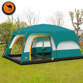 Camel Ultralarge 6 10 12 double layer outdoor 2living rooms and 1hall family camping tent in top quality large space tent