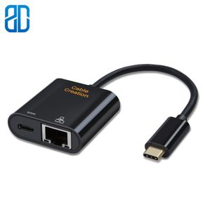 USB C to Ethernet Type C (Thunderbolt 3 Compatible) to RJ45 Gigabit 10/100/1000 LAN Network+USB-C Female Charging Adapter Dell
