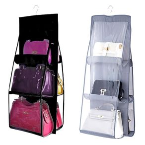 6 Pockets Hanging Handbag Organizer Wardrobe Transparent