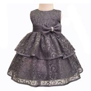 2019 Kids Baby Girls Bow Lace Dresses Toddler Girl Birthday Party Wedding Princess Dress Infant Baptism Dress Children's Clothes