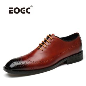 High Quality Genuine Leather Dress Men Shoes Lace Up Italy Retro Business Wedding Formal Flats Oxfords Shoes For Men