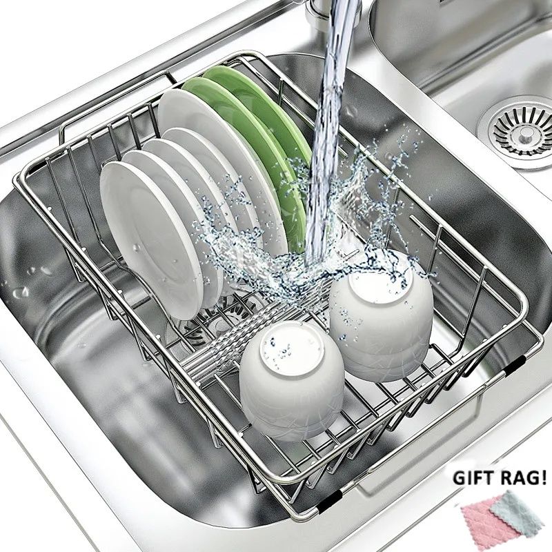 Dish Rack Drainer Kitchen Sink Holder Drain Drying Plastic Shelf Storage Counter  Plate Tray Stand Cup Draining Drainers Sponge - AliExpress