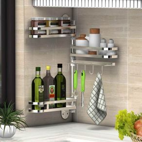 SUS 304 Stainless Steel Kitchen Rack DIY Wall Kitchen Shelf, Kitchen Holder  Organizer Dish Pot Spice