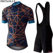 Phtxolue Men Cycling Set Clothing Cycling Road Bicycle Wear Breathable Anti-UV MTB Bike Clothes Short Sleeve Cycling Jersey Sets