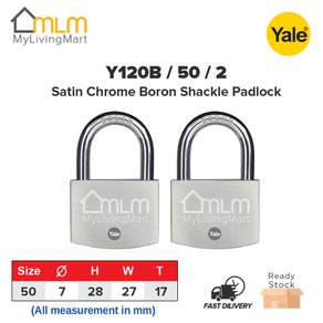 2PCS 50mm Yale Satin Chrome Boron Shackle Padlock Y120B/50/127/2 3PCS 4PCS