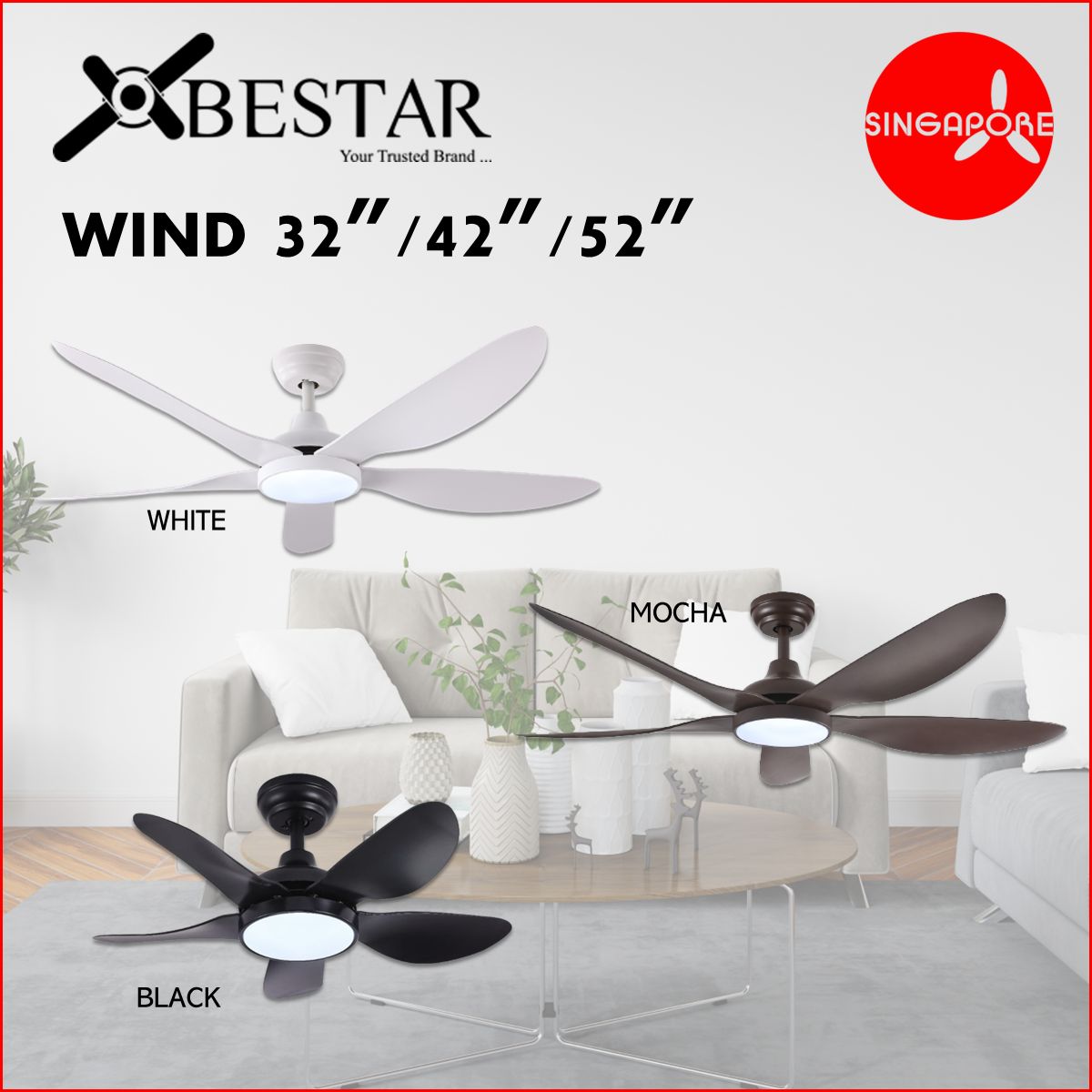 Bestar Wind 5 blades DC Motor Ceiling Fan with LED - Regal Lighting