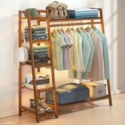 Wooden Coat Rack Multi-layer Shelf, Hat Rack, Floor to Bedroom, Living Room, Modern Simple Multi-layer Storage Artifact, Multi-functional Wooden Cabinet Cloth Hanger Stand