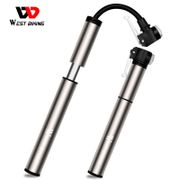 WEST BIKING Bike Pump Hose 120PSI Mountain Cycling Tire Inflator Schrader Presta Valve Aluminum Alloy Portable Mini Bicycle Pump