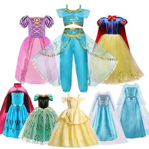 Girls Princess Costume Frozen Elsa Dress Mermaid Jasmine Snow White Kids Dress Baby Girl Birthday Party Clothes