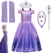 Girls Snow Queen  Frozen2 Elsa Anna Fancy Princess Dress  Cosplay Halloween Costume Birthday Party Ball Gown gift K07