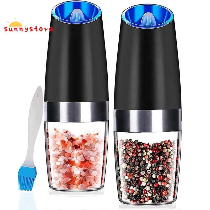 Electric Salt and Pepper Grinder Set,Gravity Automatic Mill with Stand and  Small Brush(2PCS),Battery Operated - AliExpress