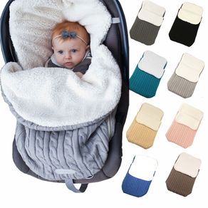 Baby sleeping bag stroller sleeping bag thickening plus velvet knit warm