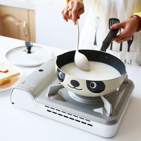 Kaxcio 20cm 24cm 26cm Panda Pot Japanese Style Induction Cooker Universal Frying Pan Non-stick Aluminum Pot Frying Pan Stone Pot