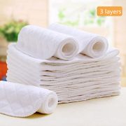 10pcs Reusable Cotton Baby Cloth Diaper Soft Nappy Diaper Liner Insert 3 Layers Washable Baby Care Changing Nappy Liners 45*16cm