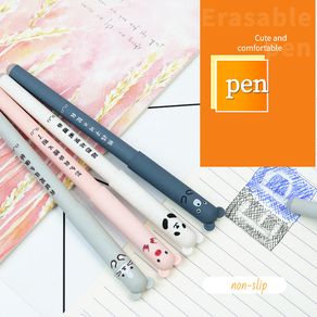 Cute Erasable Pen small animal pen cap  0.35mm Fine nib  Blue and Black Gel Ink School student Writing stationery