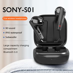 SONY S01 Wireless Bluetooth Earphone Stereo True Wireless Earbuds Headset With Charging Box Mic Touch Control Headset Bass Voice Earphone
