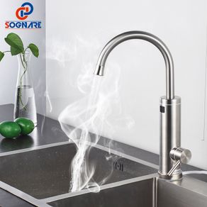 SOGNARE Temperature Display Instant Hot Water Tap Tankless Electric Faucet Kitchen Instant Hot Faucet Water Heater Water Heating