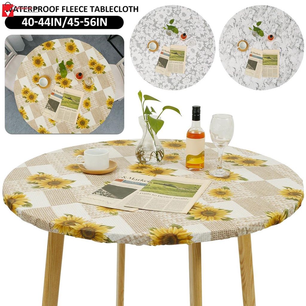 Waterproof Non-slip Round Elastic Table Cover Classic Pattern Table Cloth -  I - 120cm (48 Inch), 60 inch 