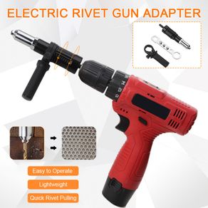 Electric Rivet Nut Gun Riveting Tool Cordless Riveting Drill Adaptor Insert Nut Riveting Drill Adapter 2.4mm-4.8mm Power Tools
