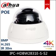 Dahua IP Camera 8MP Lite IR Fixed-focal Dome Network Camera POE Onvif IP67 Starlight Camera IPC-HDBW2831E-S-S2