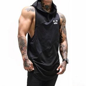 Brand Gyms Clothing Fitness Men Tank Top with hooded Mens Bodybuilding Stringers Tank Tops workout Singlet Sleeveless Shirt