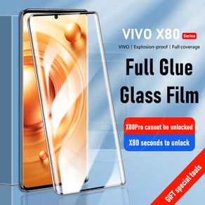 Vivo X80 Pro X80Pro Fingerprint Unlock Full Glue Coverage Tempered Glass Film Curved Screen Protector