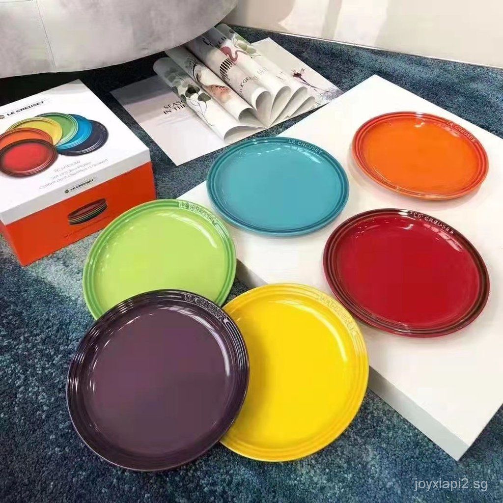 le creuset rainbow tea plates