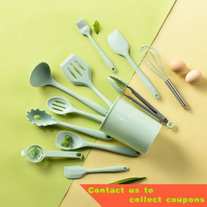 10/11PCS Silicone Kitchenware Non-stick Cookware Cooking Tool Spatula Ladle  Egg Beaters Shovel Spoon Soup Kitchen Utensils Set