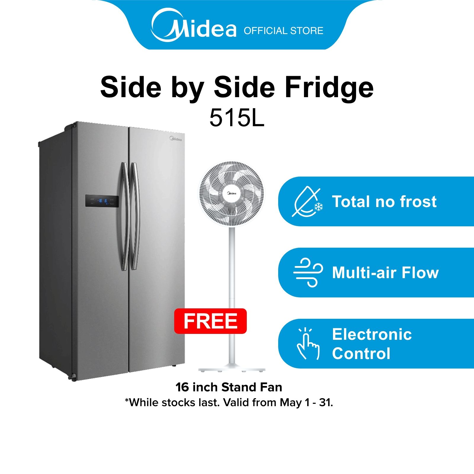 midea side by side fridge mrm584s